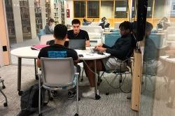 3 students in study pod